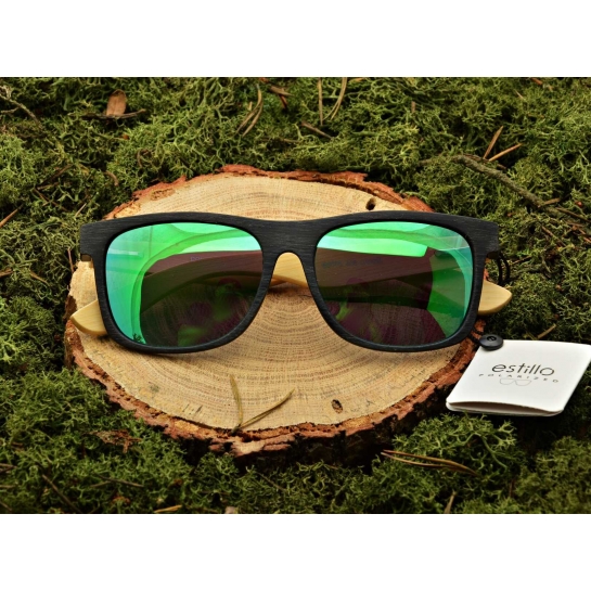 Drewniane okulary przeciwsłoneczne polaryzacyjne lustrzane EST-406A